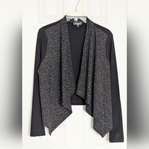 Chic Women's (Large) Black & Gray Asymetrical Open-Front Blazer/Jacket